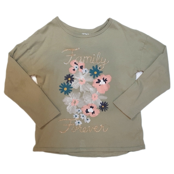 Carter's Other - ❌SOLD❌CARTER'S Long Sleeve Tee Glitter Family Forever Floral Graphic Top Spring